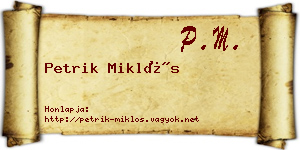 Petrik Miklós névjegykártya